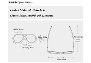 BAMBOO™ - 2024 N80071 Designer Sonnenbrille Handgefertigt aus Edlem Natur Holz